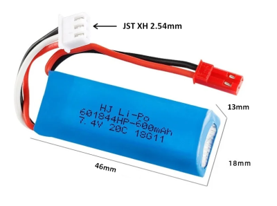 Fig. 2: Batterie LiPo utilisée pour alimenter la Berry Avionic. Il est important d'utiliser un modèle respectant les dimensions indiquées.