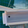 Fig. 1: Dépot au pistolet d'un congés de mastic acrylique