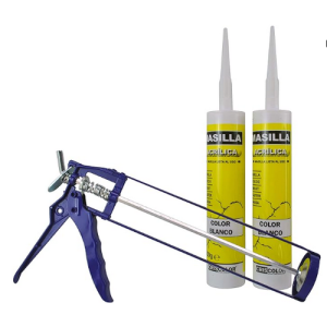 Fig. 4.5.7: Tubes de mastic acrylique et pistolet