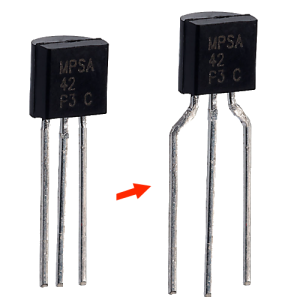 Fig. 16: Ajustement de l'écartement entre les pattes du transistor Q1